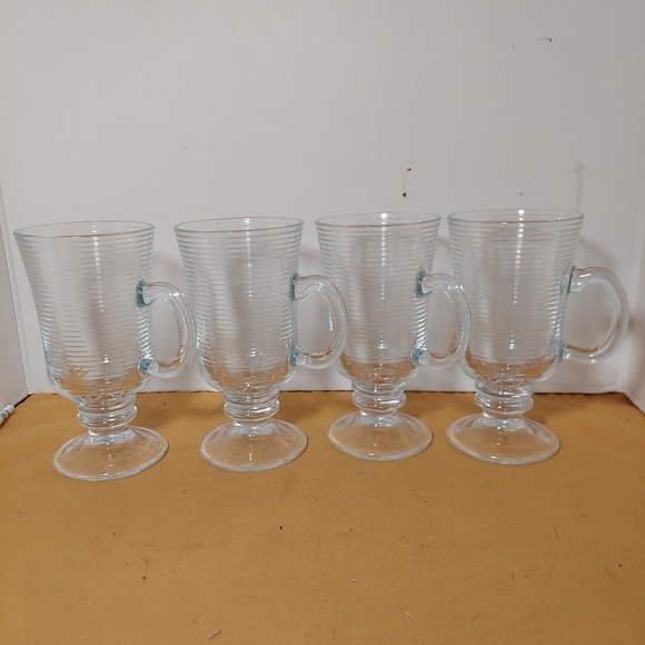 Irish coffee Ribbed Texture Glass Mugs Made In Portugal Set Of 4 , 7oz - Picture 9 of 9